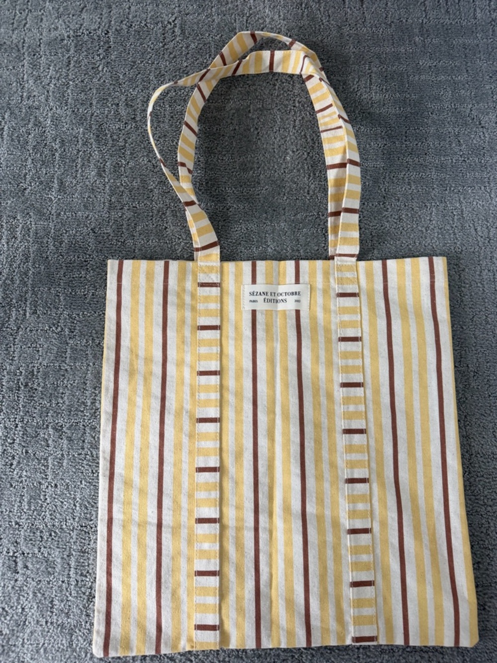 Sezane Editions Tote in Yellow and Brown Stripes